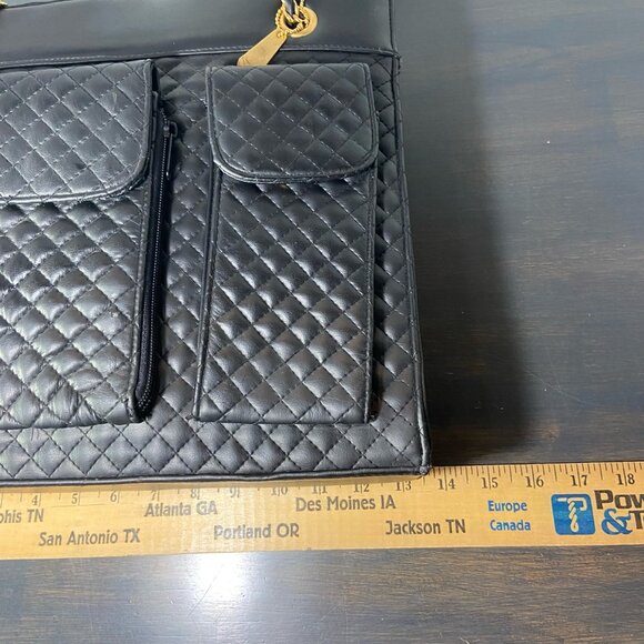 Vintage Evan-Picone Quilted Black Chain Strap Tote - NWOT - Picture 4 of 16